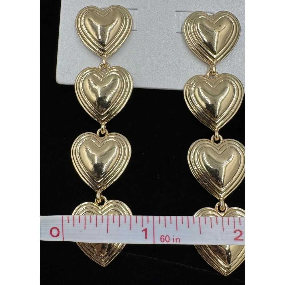 New SUGARFIX by BAUBLEBAR Multi Heart Dangle Drop Gold‎ Tone Valentines Earrings